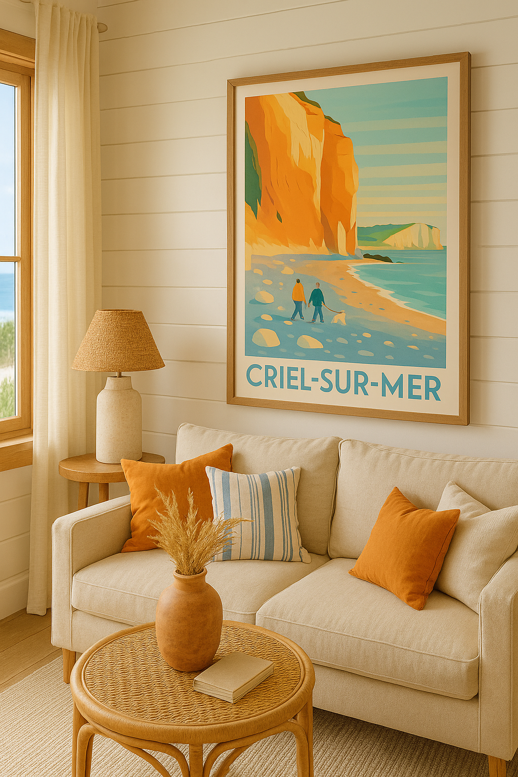 Seine-Maritime France Affiche de Criel-sur-Mer - Promenade au pied des falaises impressionnantes