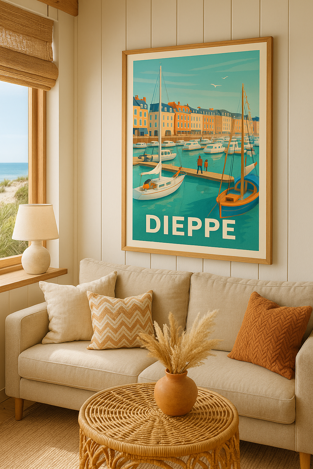 Seine-Maritime France Affiche de Dieppe - Charme et douceur du port normand