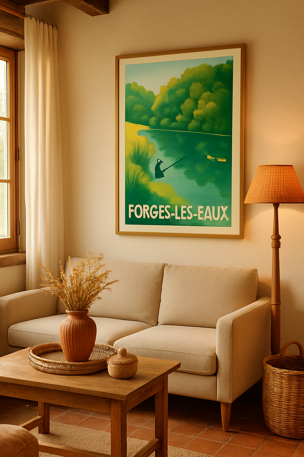 Affiche Forges-les-Eaux — Sérénité au bord de l'eau · poster d'art de Forges-les-Eaux