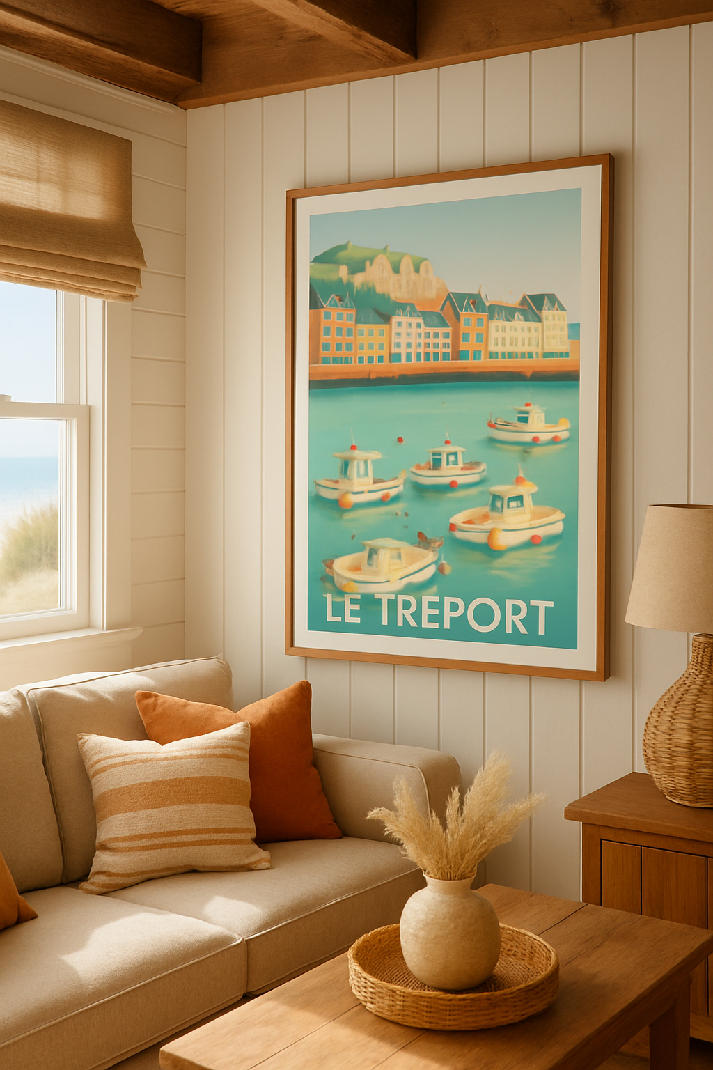 Seine-Maritime France Affiche de Le Tréport - Charme maritime et couleurs pastel