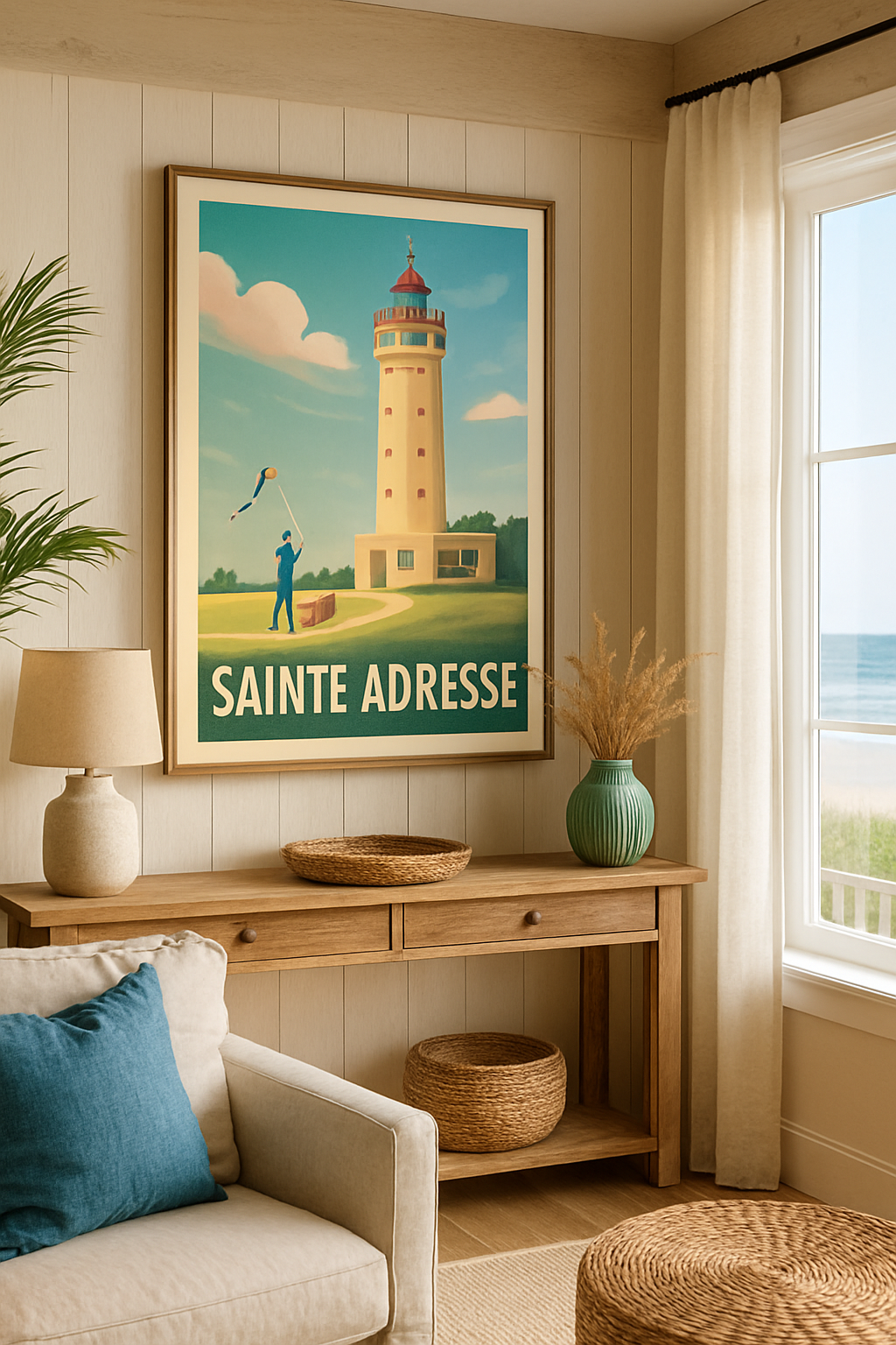 Affiche Sainte-Adresse — Le charme du phare et du bord de mer · poster d'art de Sainte-Adresse