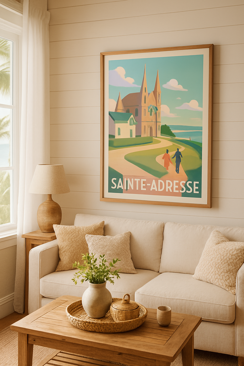 Seine-Maritime France Affiche de Sainte-Adresse - Promenade romantique au bord de la mer