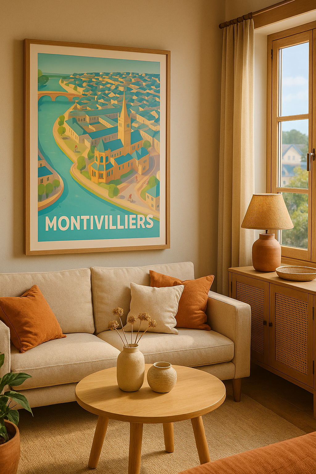 Affiche Montvilliers — Charme et sérénité au fil de l'eau · poster d'art de Montvilliers