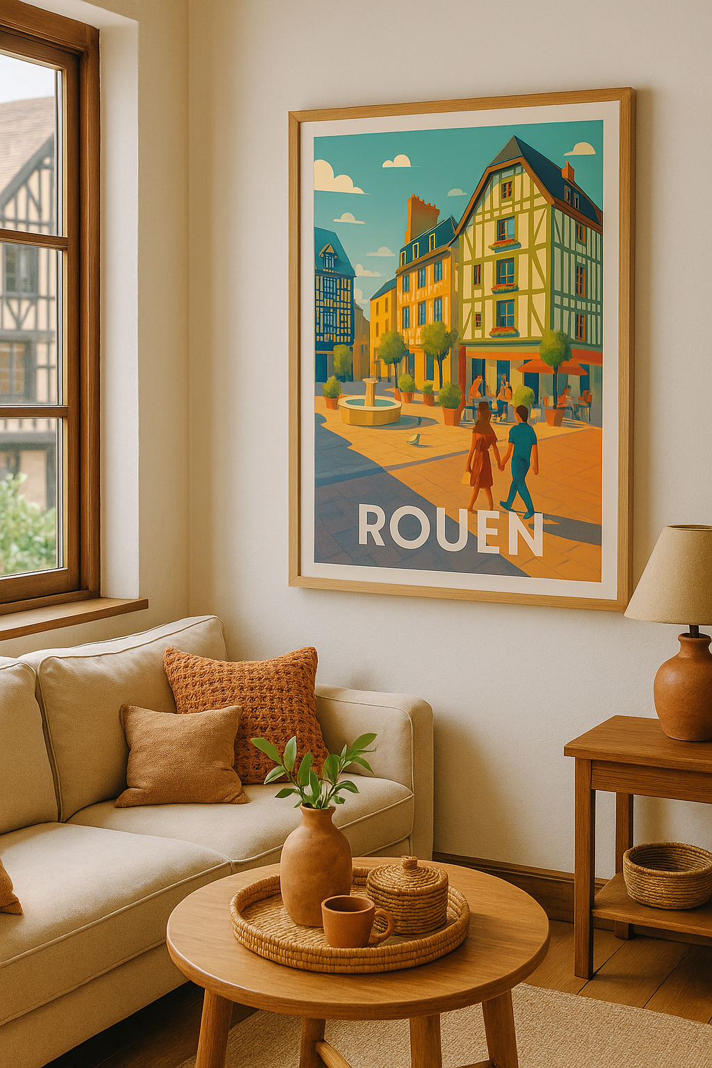 Affiche Rouen — Charme et tradition normande au cœur de la ville · poster d'art de Rouen