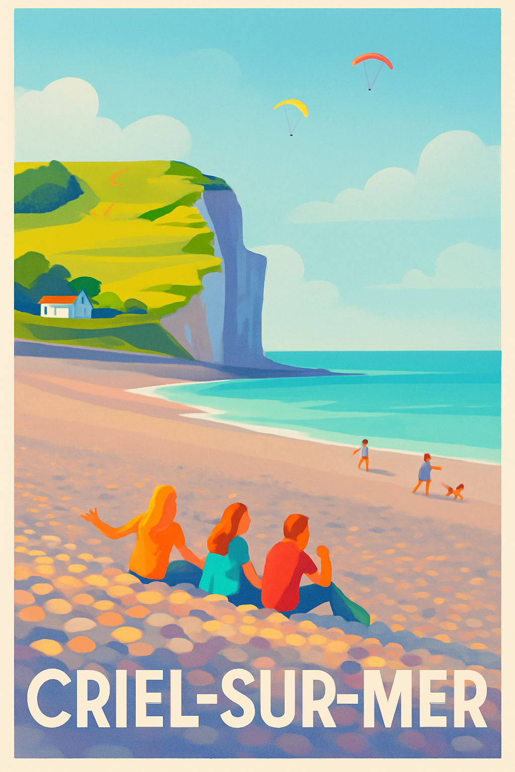 Seine-Maritime France Pas de Cadre / 20 × 30cm Affiche de Criel-sur-Mer - Évasion et détente au bord des falaises