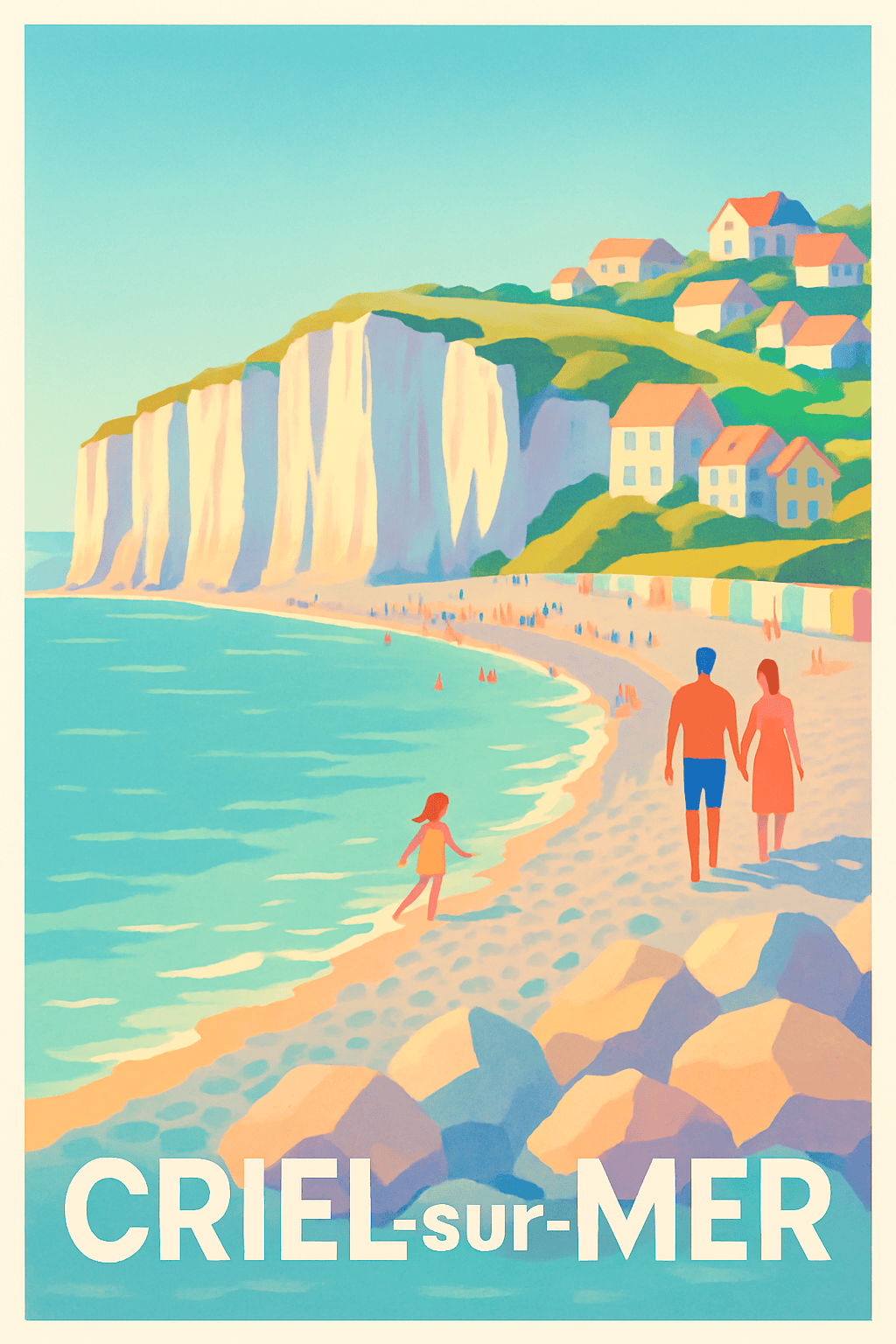 Seine-Maritime France Pas de Cadre / 20 × 30cm Affiche de Criel-sur-Mer - Évasion sur la côte normande