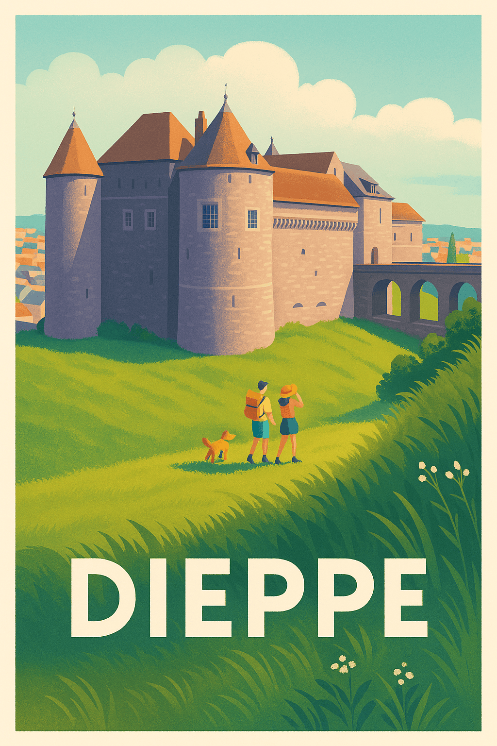 Seine-Maritime France Pas de Cadre / 20 × 30cm Affiche de Dieppe - Charme côtier et architecture typique