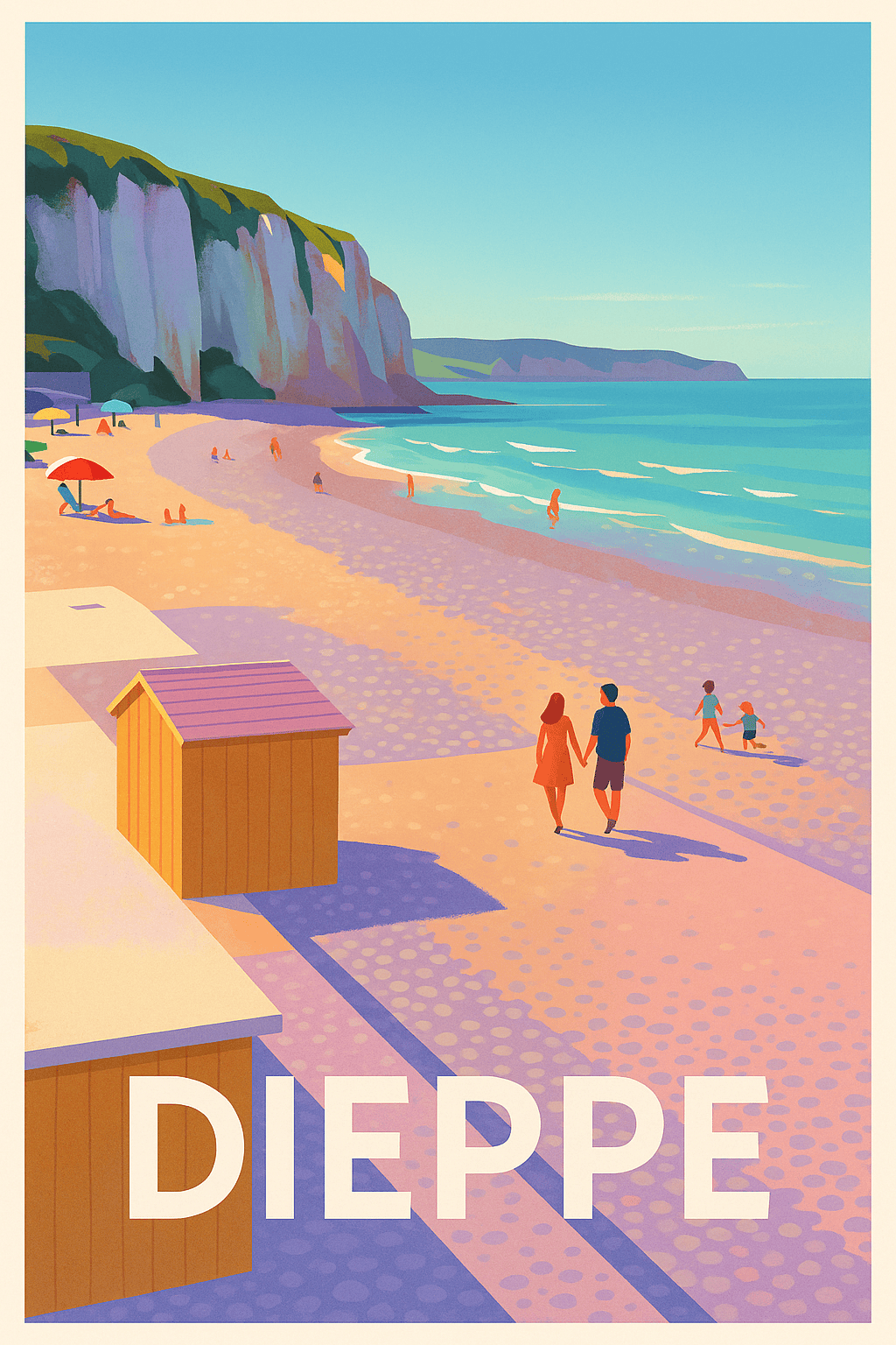 Seine-Maritime France Pas de Cadre / 20 × 30cm Affiche de Dieppe - Escapade en bord de mer