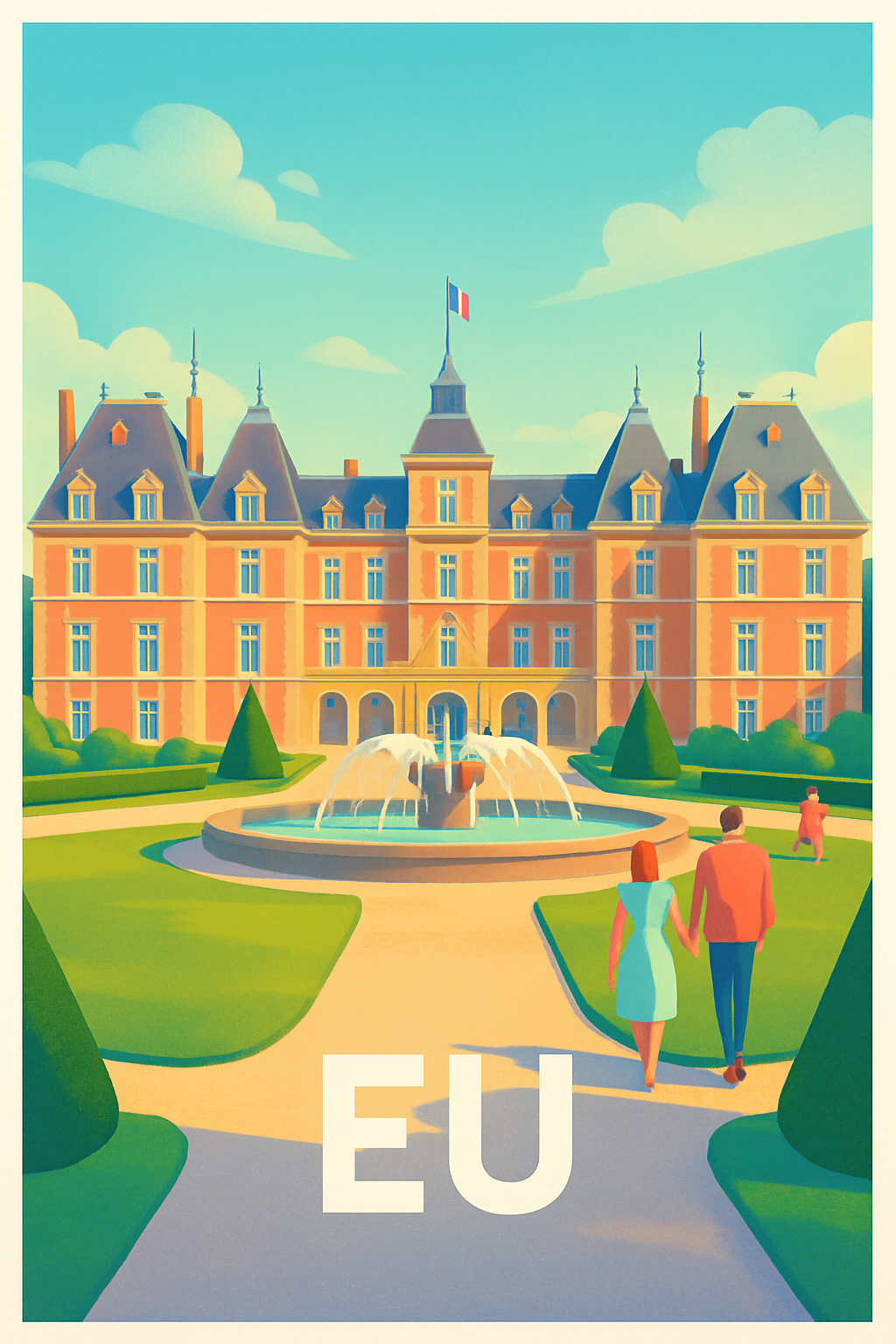 Seine-Maritime France Pas de Cadre / 20 × 30cm Affiche de Eu - Élégance et sérénité en Normandie