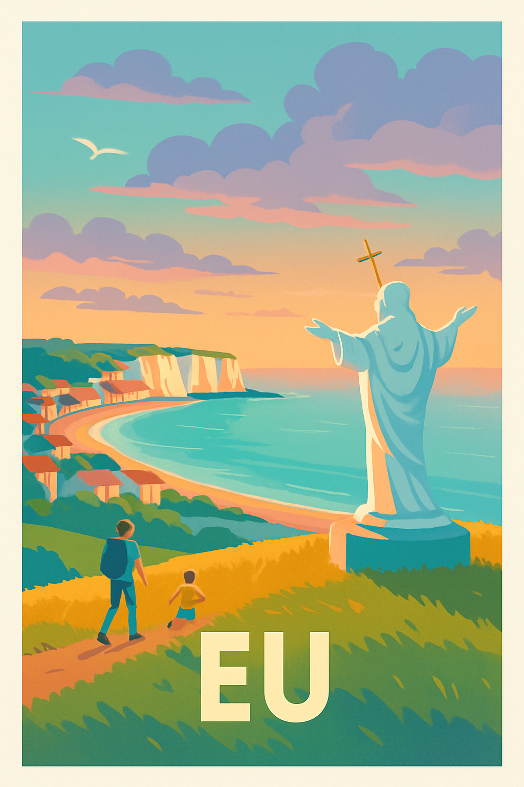 Seine-Maritime France Pas de Cadre / 20 × 30cm Affiche de Eu - Panorama inspirant entre ciel et mer