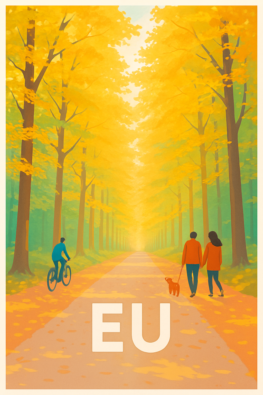 Seine-Maritime France Pas de Cadre / 20 × 30cm Affiche de Eu - Promenade automnale en forêt dorée