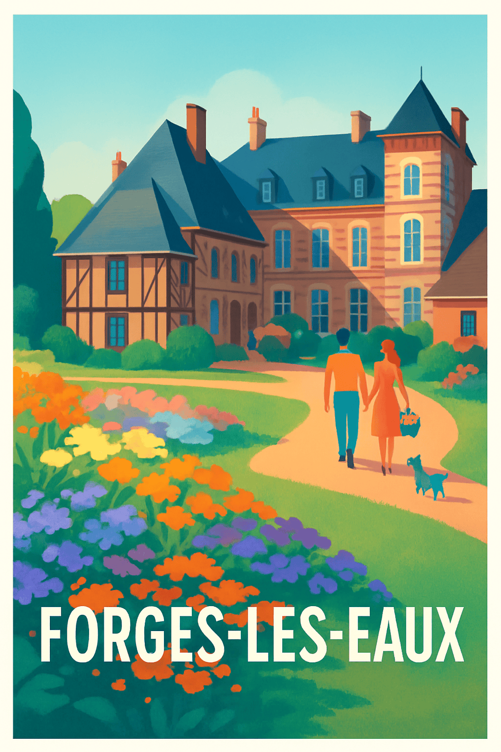 Affiche Forges-les-Eaux — Promenade bucolique au cœur de l'élégance normande · poster d'art de Forges-les-Eaux