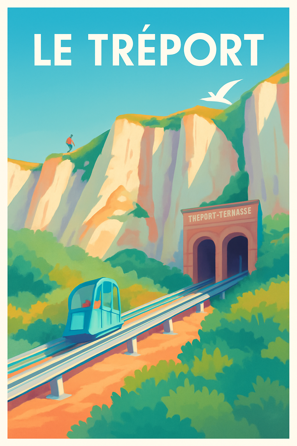 Seine-Maritime France Pas de Cadre / 20 × 30cm Affiche de Le Tréport - L'Escapade Nature et Aventure