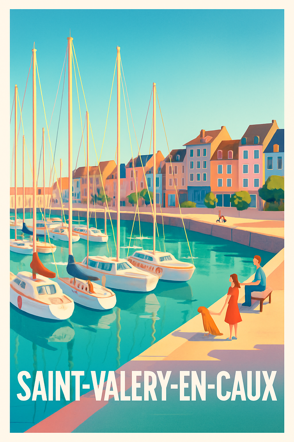 Seine-Maritime France Pas de Cadre / 20 × 30cm Affiche de Saint-Valery-en-Caux - Charme et sérénité au bord de la mer