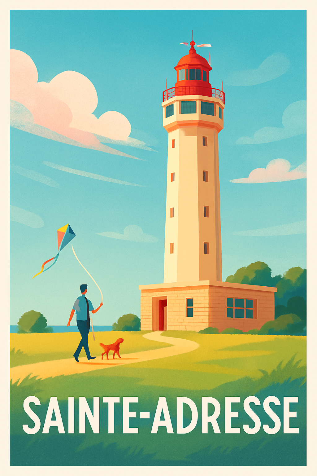 Seine-Maritime France Pas de Cadre / 20 × 30cm Affiche de Sainte-Adresse - Le charme du phare et du bord de mer