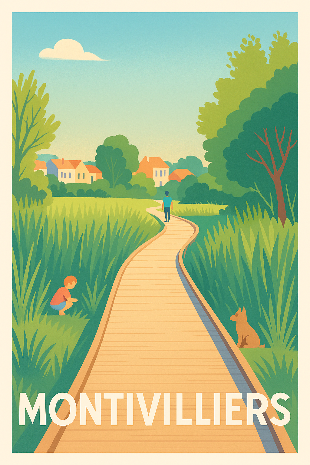 Seine-Maritime France Pas de Cadre / 20 × 30cm Affiche Montivilliers - Escapade bucolique sur les chemins verts