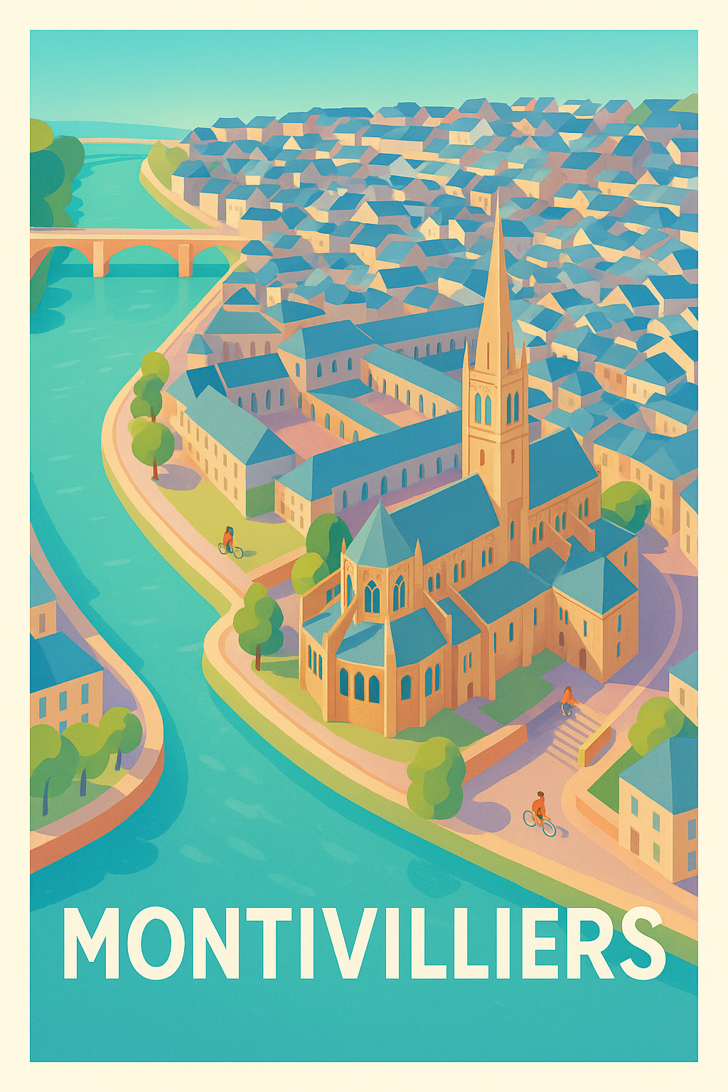 Affiche Montvilliers — Charme et sérénité au fil de l'eau · poster d'art de Montvilliers