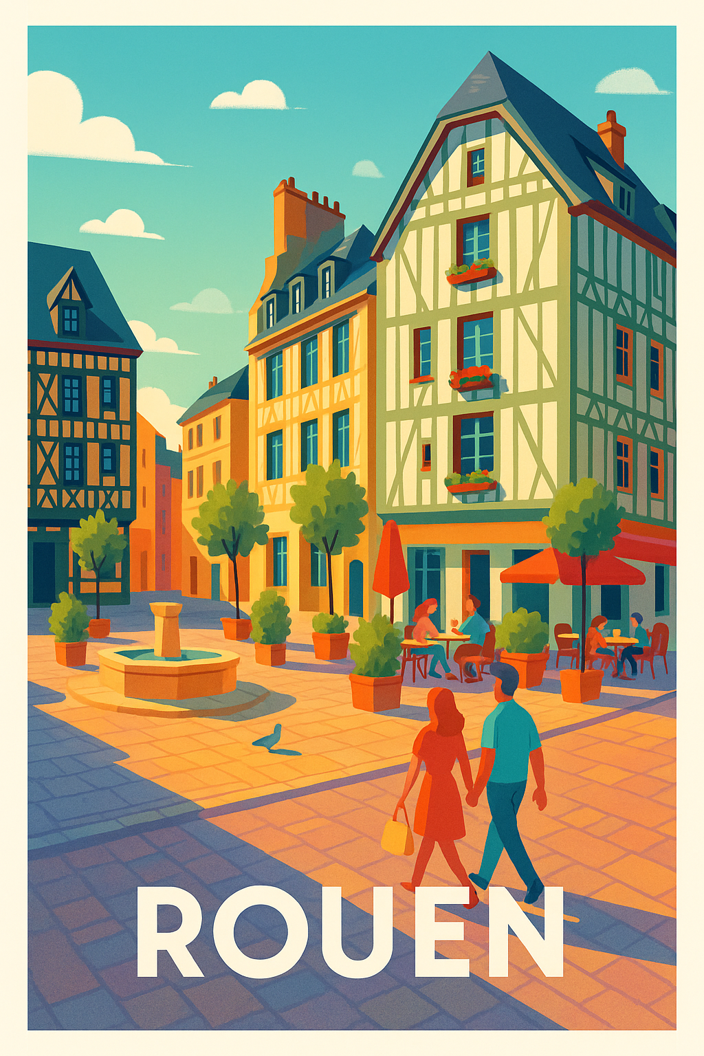 Affiche Rouen — Charme et tradition normande au cœur de la ville · poster d'art de Rouen
