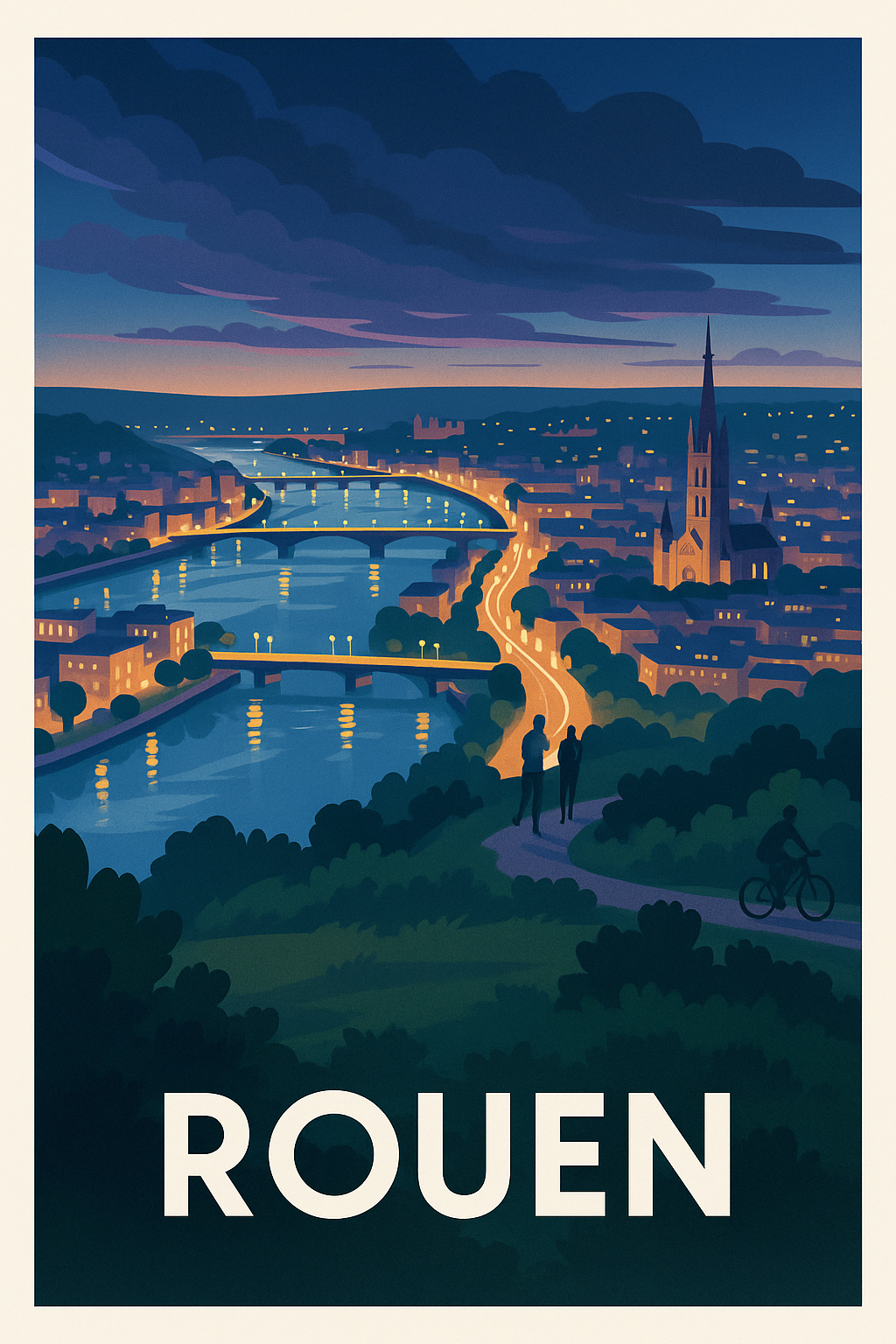 Seine-Maritime France Pas de Cadre / 20 × 30cm Affiche Rouen - Lueur douce au bord de la Seine