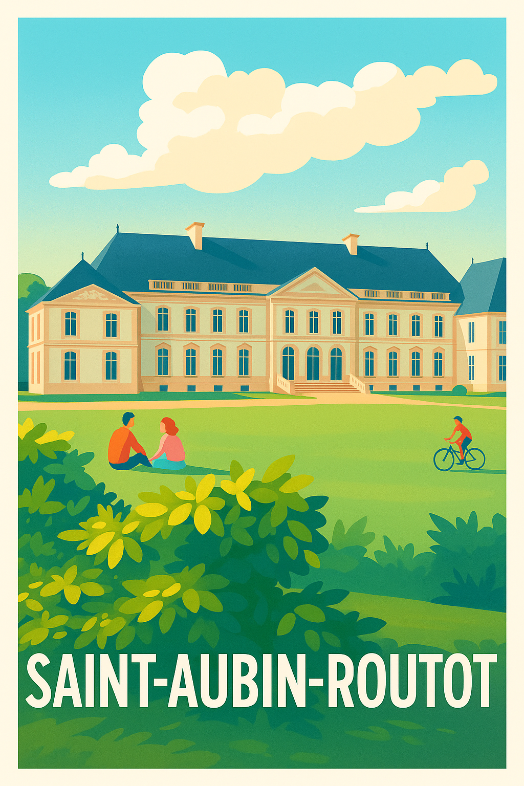 Affiche Saint-Aubin-Routot — Charme et Sérénité au Château · poster d'art de Saint-Aubin-Routot