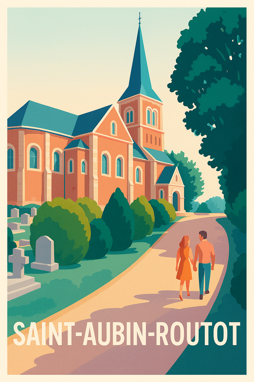 Seine-Maritime France Pas de Cadre / 20 × 30cm Affiche Saint-Aubin-Routot - Promenade au cœur du patrimoine