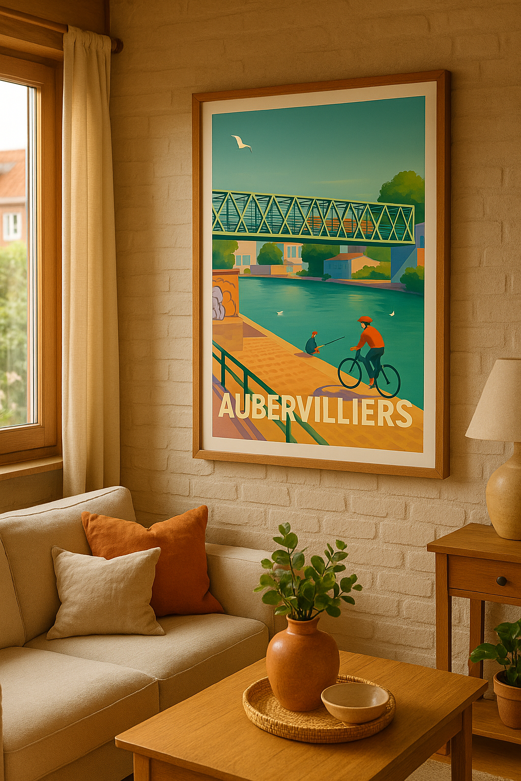 Affiche Aubervilliers — Douceur de vie au bord du canal · poster d'art de Aubervilliers