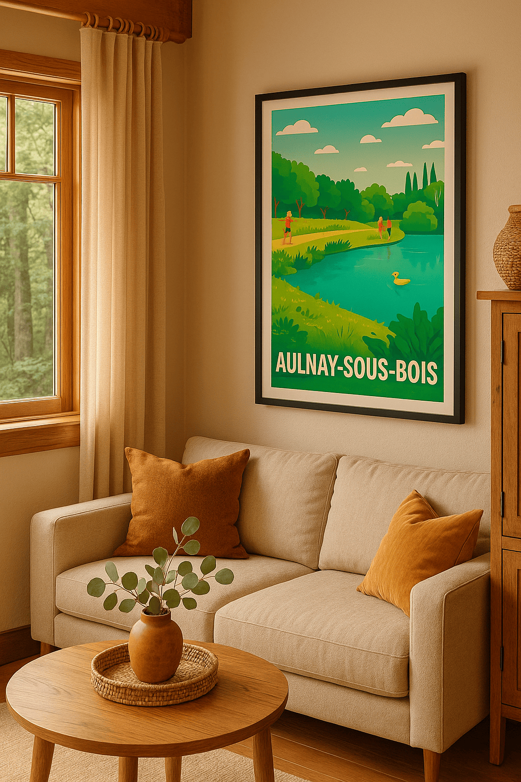 Affiche Aulnay-sous-Bois — Sérénité au bord de l'eau · poster d'art de Aulnay-sous-Bois