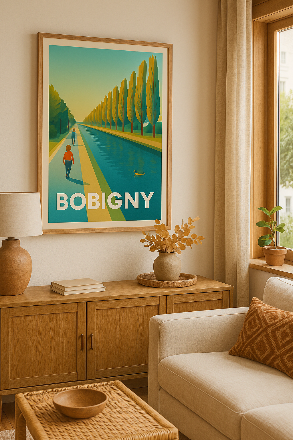 Affiche Bobigny — Balade paisible au bord du canal · poster d'art de Bobigny