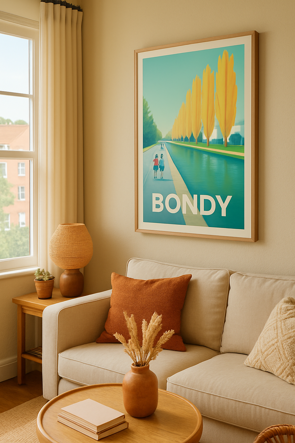 Affiche Bondy — Promenade paisible au fil de l'eau · poster d'art de Bondy