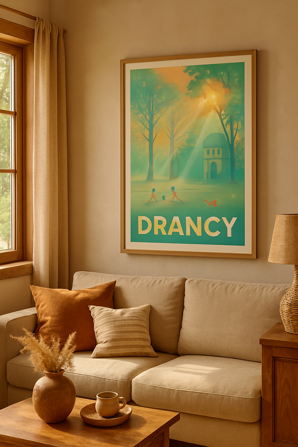 Seine-Saint-Denis France Affiche de Drancy - Lumière d'automne et jeux d'enfants