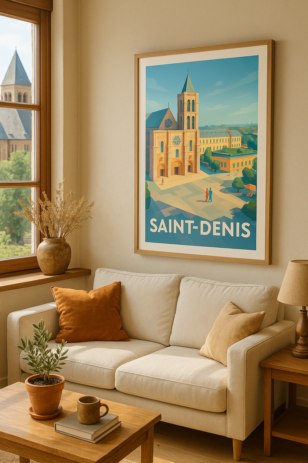 Affiche Saint-Denis — Charme et patrimoine au pied de la basilique · poster d'art de Saint-Denis