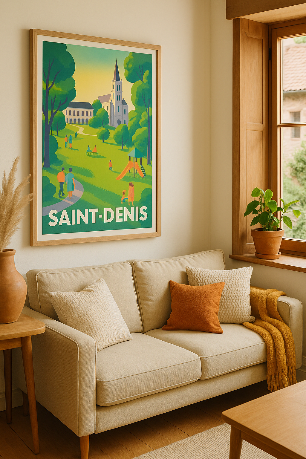 Affiche Saint-Denis — Un havre de verdure et de sérénité · poster d'art de Saint-Denis