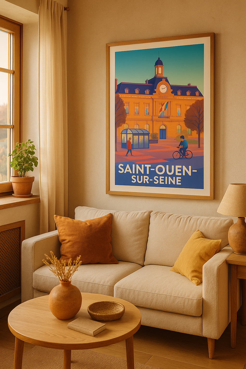 Affiche Saint-Ouen-sur-Seine — Charme et douceur de la ville lumière · poster d'art de Saint-Ouen-sur-Seine
