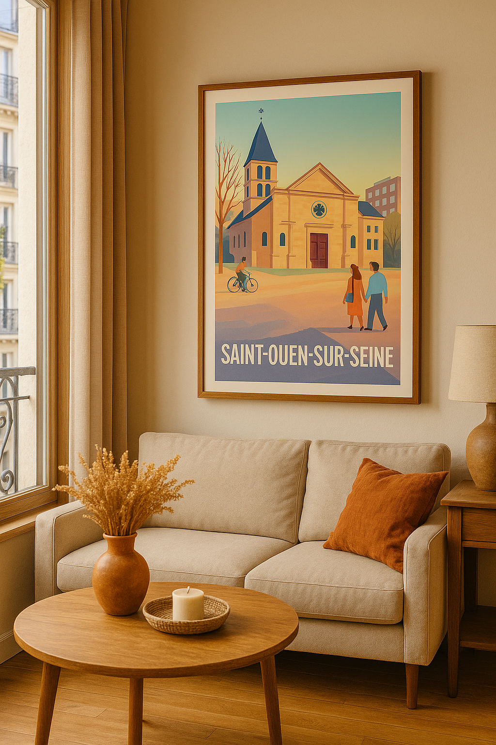 Affiche Saint-Ouen-sur-Seine — Charme et Sérénité au Cœur de la Ville · poster d'art de Saint-Ouen-sur-Seine