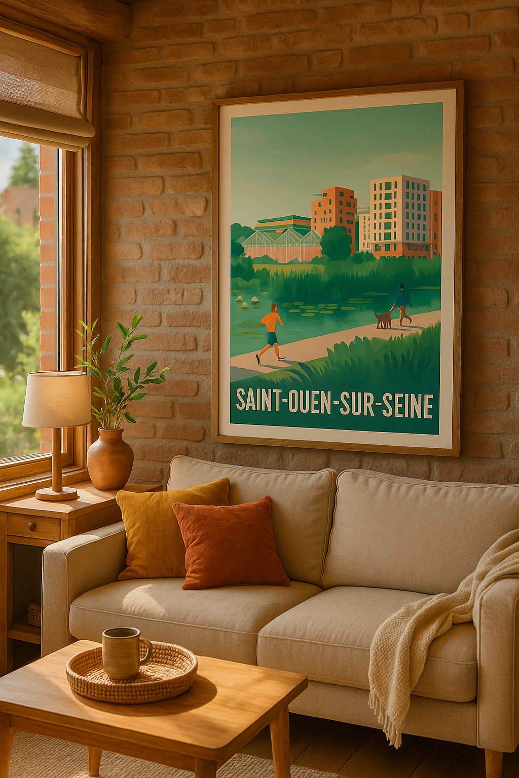 Affiche Saint-Ouen-sur-Seine — Harmonie urbaine et nature en bord de Seine · poster d'art de Saint-Ouen-sur-Seine