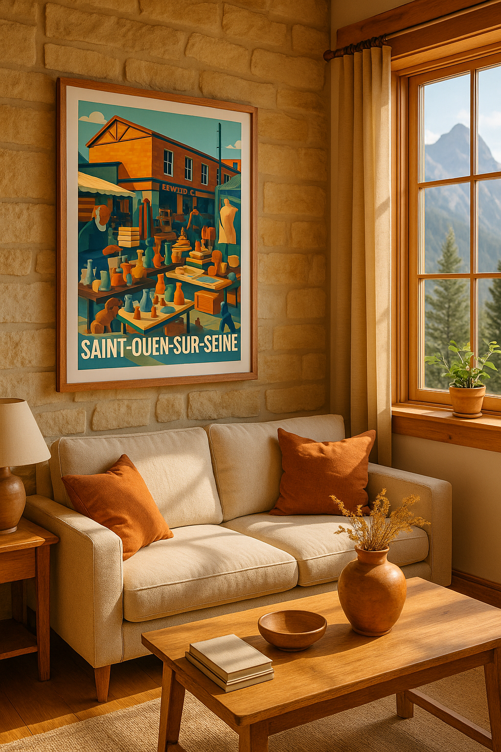 Affiche Saint-Ouen-sur-Seine — L’authenticité du marché aux puces · poster d'art de Saint-Ouen-sur-Seine