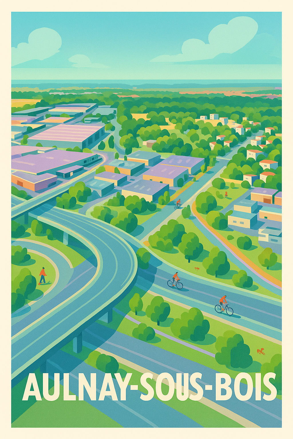 Seine-Saint-Denis France Pas de Cadre / 20 × 30cm Affiche Aulnay-sous-Bois - Une vision verte et dynamique