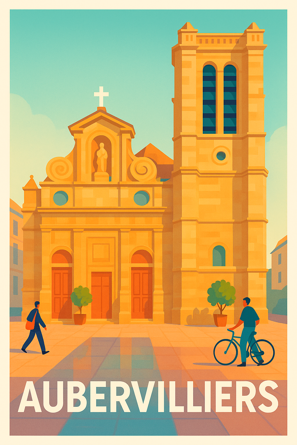 Seine-Saint-Denis France Pas de Cadre / 20 × 30cm Affiche de Aubervilliers - Charme et lumière au cœur de la ville