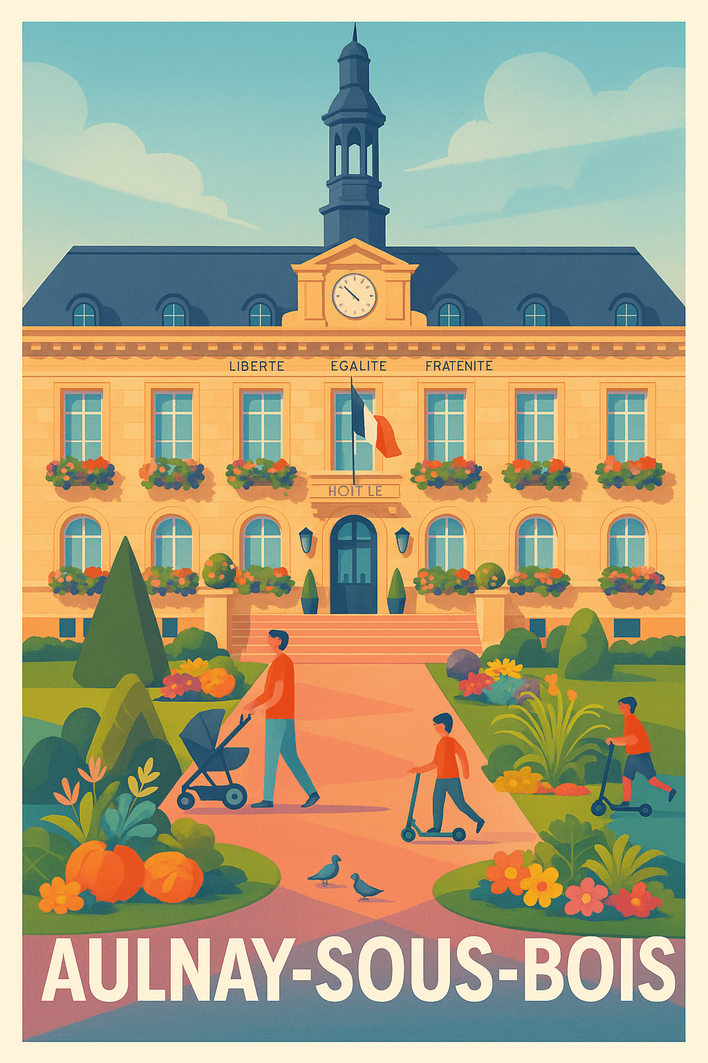 Affiche Aulnay-sous-Bois — Charme et convivialité au cœur de la ville · poster d'art de Aulnay-sous-Bois