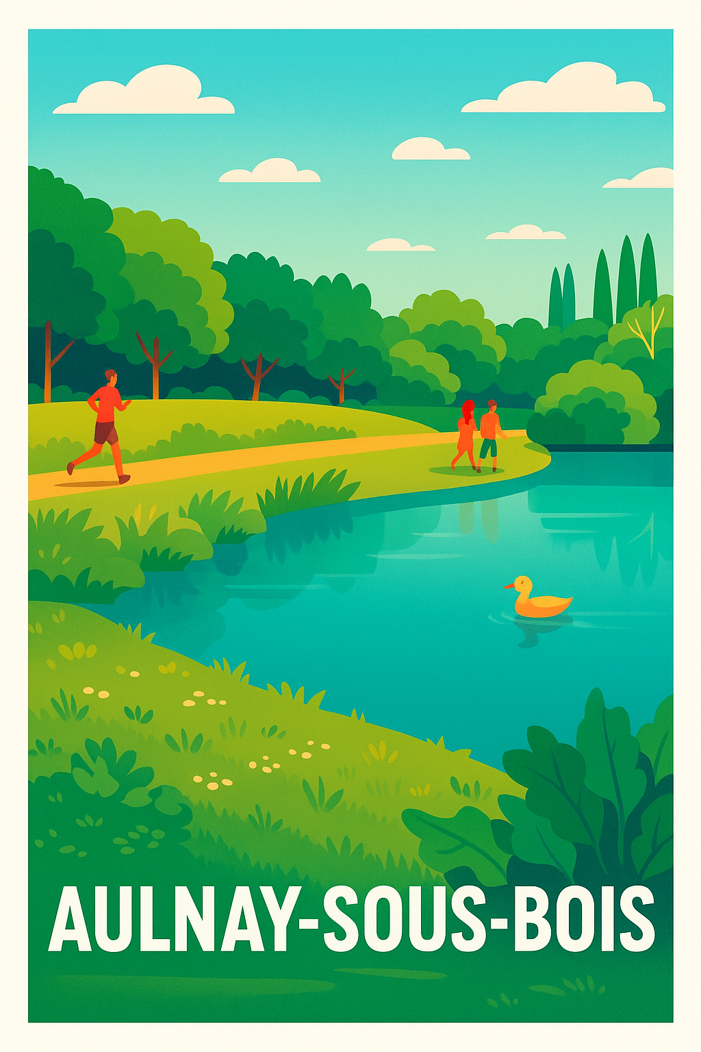 Affiche Aulnay-sous-Bois — Sérénité au bord de l'eau · poster d'art de Aulnay-sous-Bois