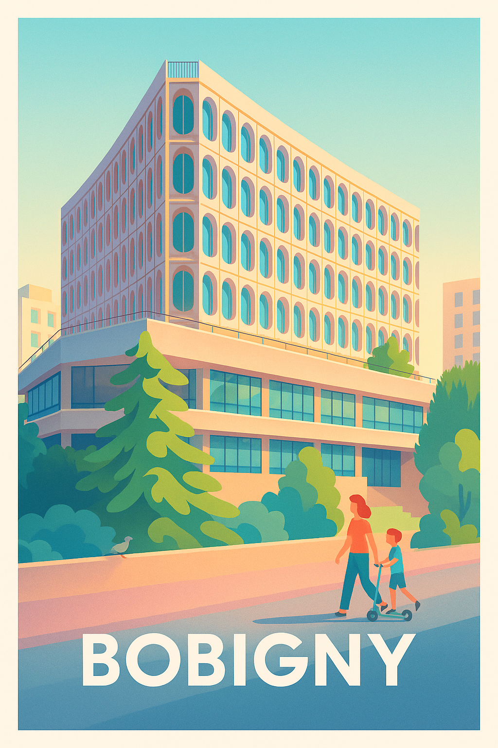 Seine-Saint-Denis France Pas de Cadre / 20 × 30cm Affiche de Bobigny - L'architecture moderniste à l'honneur