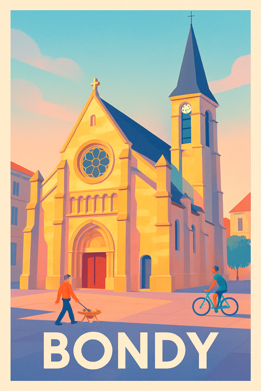 Seine-Saint-Denis France Pas de Cadre / 20 × 30cm Affiche de Bondy - Charme et sérénité au cœur de la ville