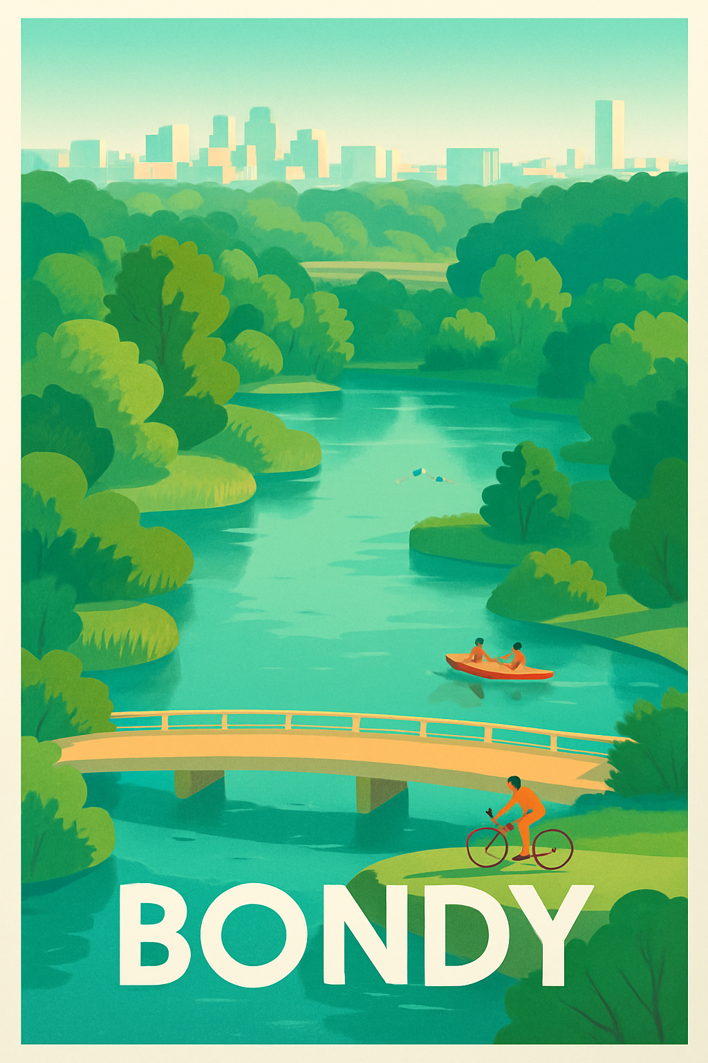 Seine-Saint-Denis France Pas de Cadre / 20 × 30cm Affiche de Bondy - Échappée verte en pleine ville