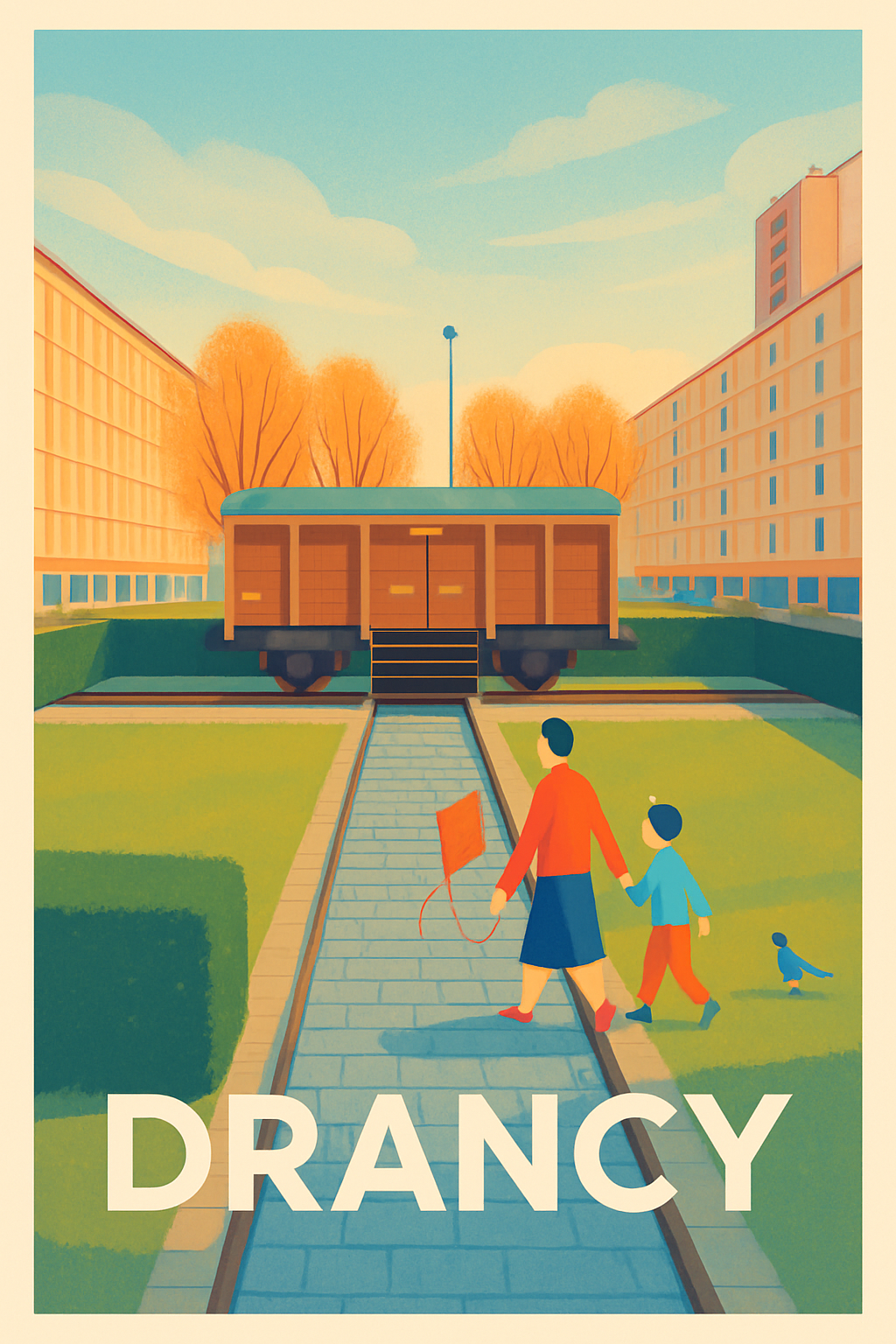 Seine-Saint-Denis France Pas de Cadre / 20 × 30cm Affiche de Drancy - Promenade urbaine en famille