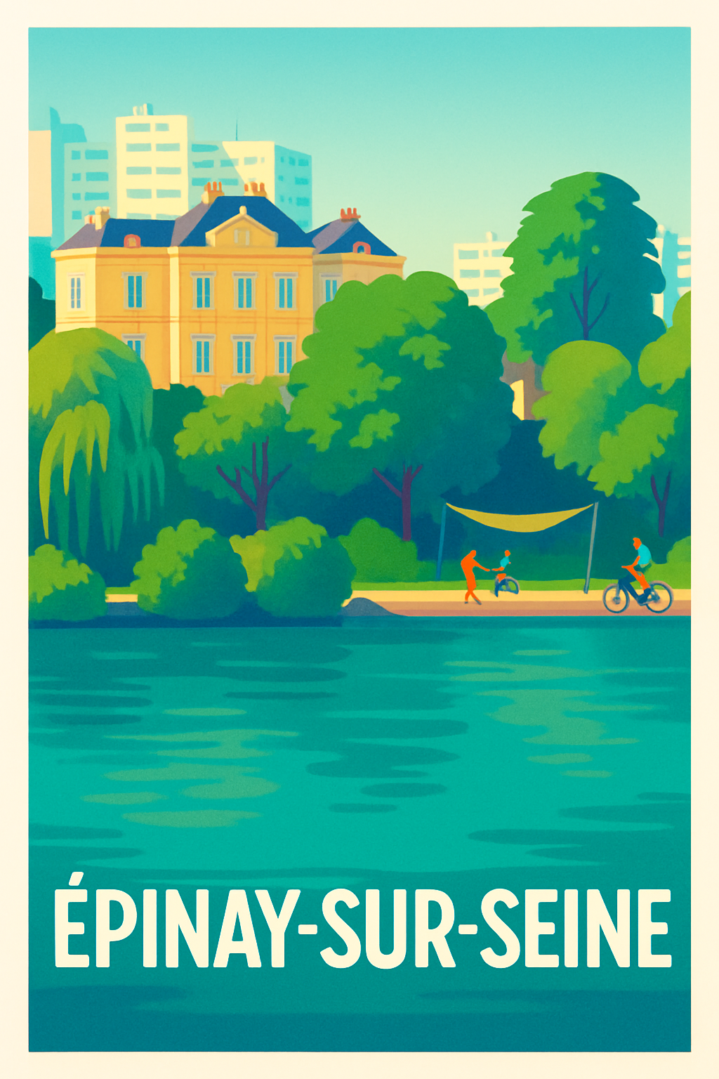 Seine-Saint-Denis France Pas de Cadre / 20 × 30cm Affiche de Épinay-sur-Seine - Sérénité au fil de l'eau