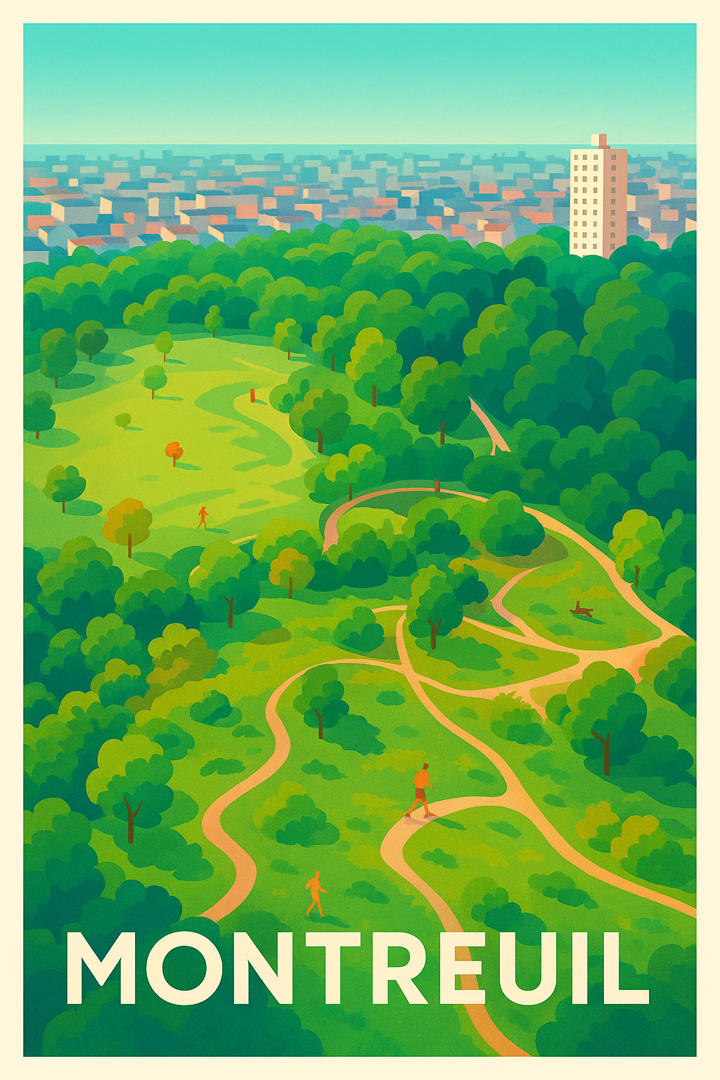 Seine-Saint-Denis France Pas de Cadre / 20 × 30cm Affiche Montreuil - Échappée verte en pleine ville