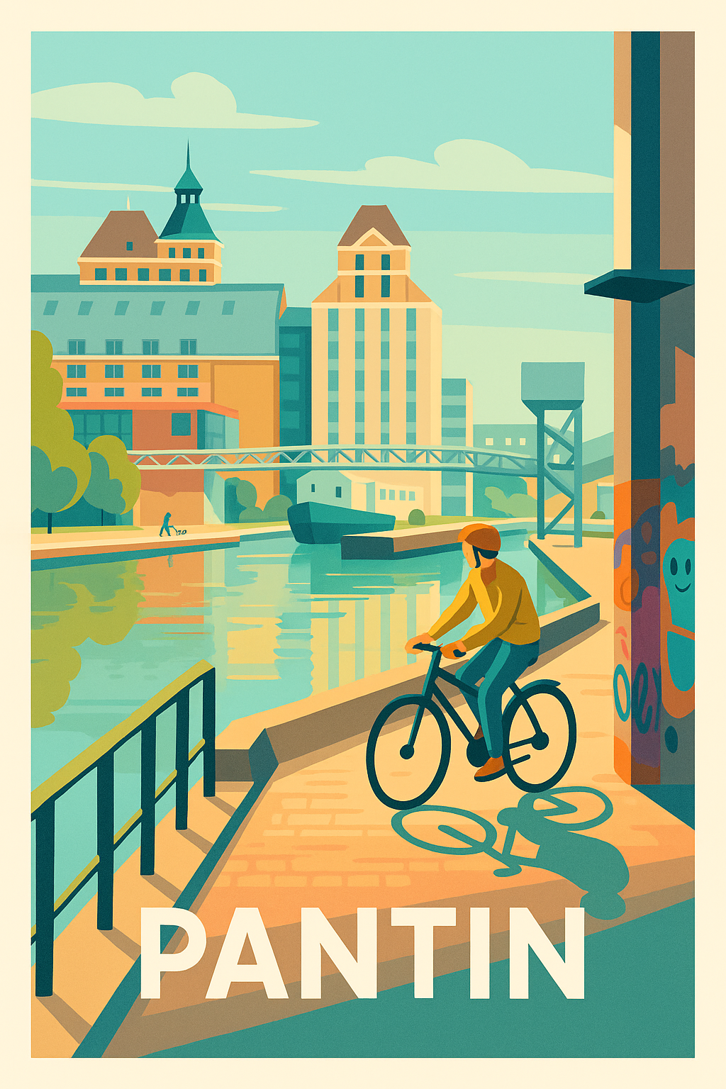 Seine-Saint-Denis France Pas de Cadre / 20 × 30cm Affiche Pantin - Découvrez l'ambiance urbaine au fil de l'eau