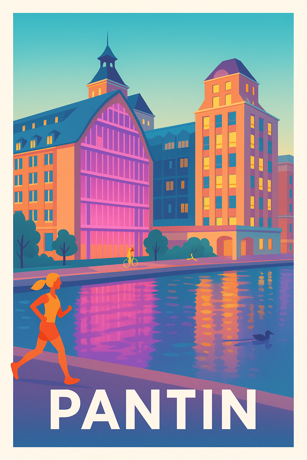 Affiche Pantin — Évasion urbaine au bord de l'eau · poster d'art de Pantin
