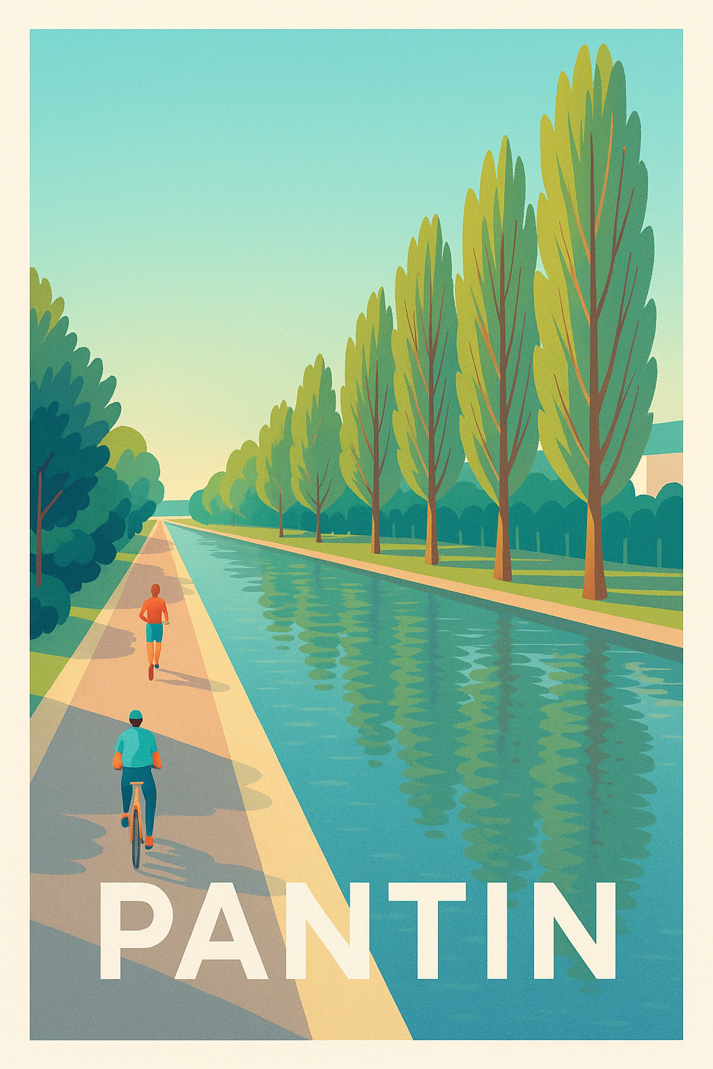 Affiche Pantin — Promenade au bord du canal · poster d'art de Pantin