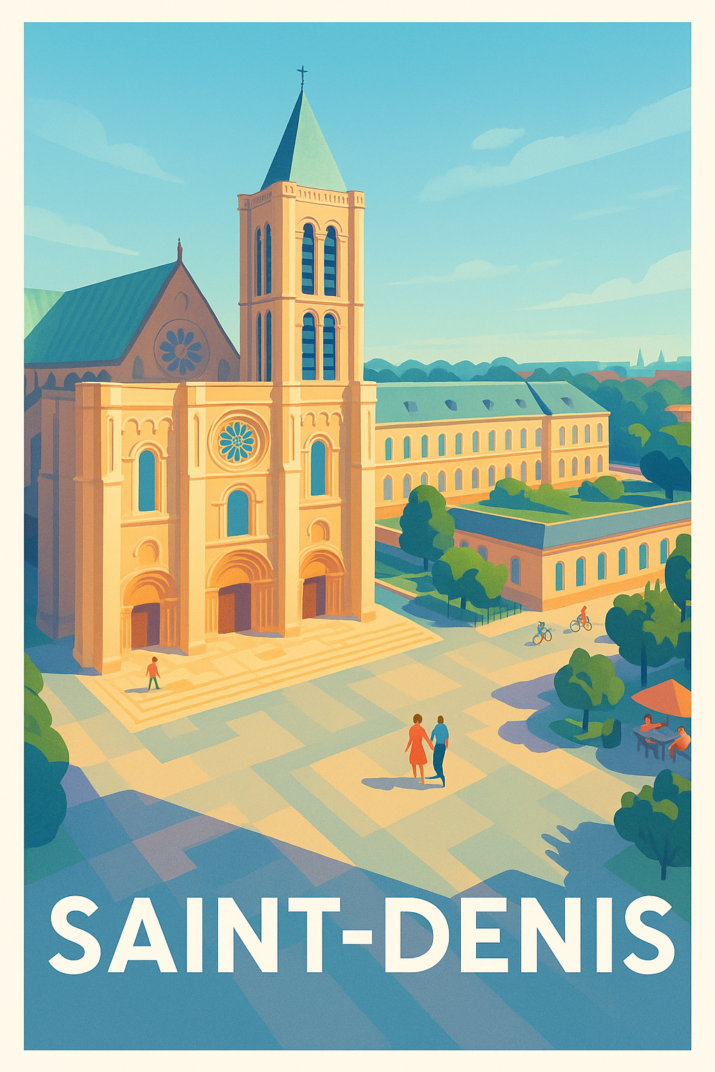 Affiche Saint-Denis — Charme et patrimoine au pied de la basilique · poster d'art de Saint-Denis